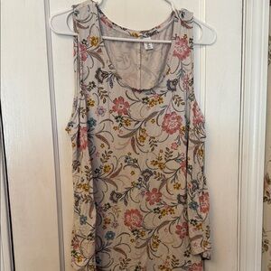🩷 Old Navy Floral Tank Top - Cream and Multicolor Sz XL